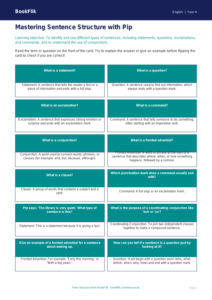 Free Sentence Structure Flashcards for Grade 3 ELA | BookFlik