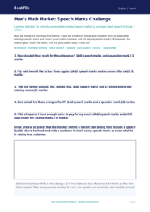 ELA speech marks activity sheet grade 3 core