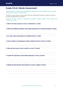 ELA stories assessment grade 3 core