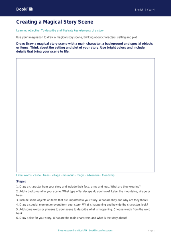 ELA stories drawing sheet grade 3 core worksheet preview — English Stories