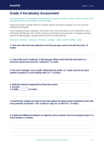 ELA vocabulary assessment grade 3 core