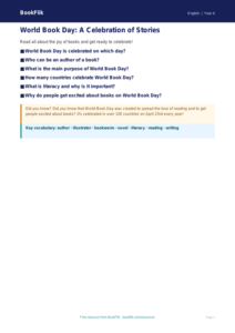 Free World Book Day Poster | Grade 3 | ELA | BookFlik