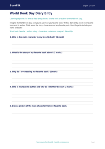 Free World Book Day Template | Grade 3 | ELA | BookFlik