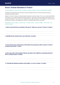 Free Animals Track Sheet for Grade 3 French Lessons | BookFlik