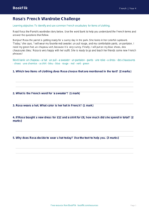 Free Clothes Track Sheet | Grade 3 | French | BookFlik