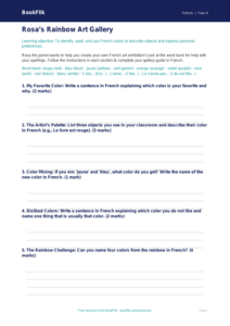 Free Colours Template for Grade 3 French Lessons | BookFlik