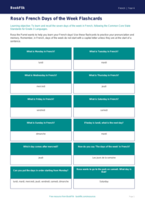 Free Days of the Week Flashcards for Grade 3 French Learners | BookFlik