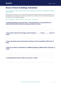 Free French Greetings Activity Sheet for Grade 3 | BookFlik