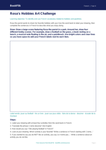 Free Hobbies Drawing Sheet for Grade 3 French Learners | BookFlik