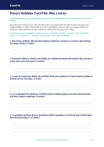 Free Hobbies Template for Grade 3 Students | BookFlik