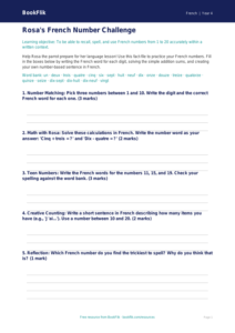 Free Numbers Template for Grade 3 French Lessons | BookFlik