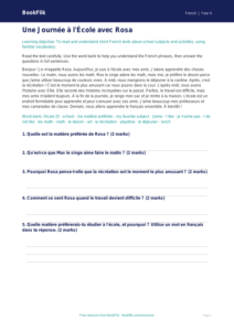 Free Grade 3 French Comprehension | School Story | BookFlik