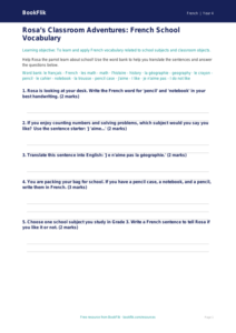 Free French School Worksheet for Grade 3 Students | BookFlik