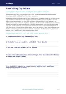 Free Grade 3 Telling the Time Comprehension in French | BookFlik