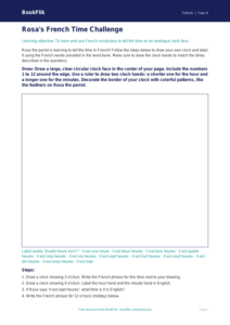 Free Telling The Time Drawing Sheet | Grade 3 | French | BookFlik