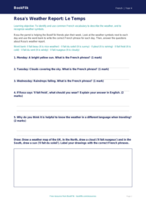 Free Weather Activity Sheet for Grade 3 – Learn French with BookFlik