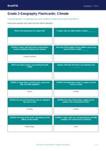 Free Climate Flashcards | Grade 3 | Geography | BookFlik