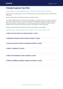 Free Climate Template | Grade 3 | Geography | BookFlik