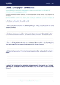 Geography earthquakes assessment grade 3 core