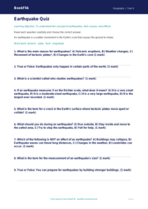 Geography earthquakes quiz grade 3 core