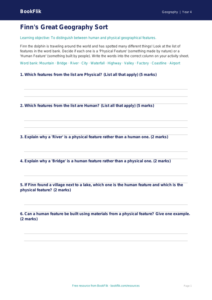 Free Human And Physical Geography Activity Sheet | Grade 3 | Geography | BookFlik