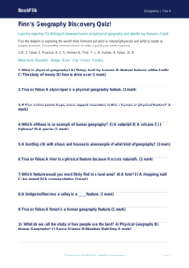Free Human And Physical Geography Quiz | Grade 3 | Geography | BookFlik