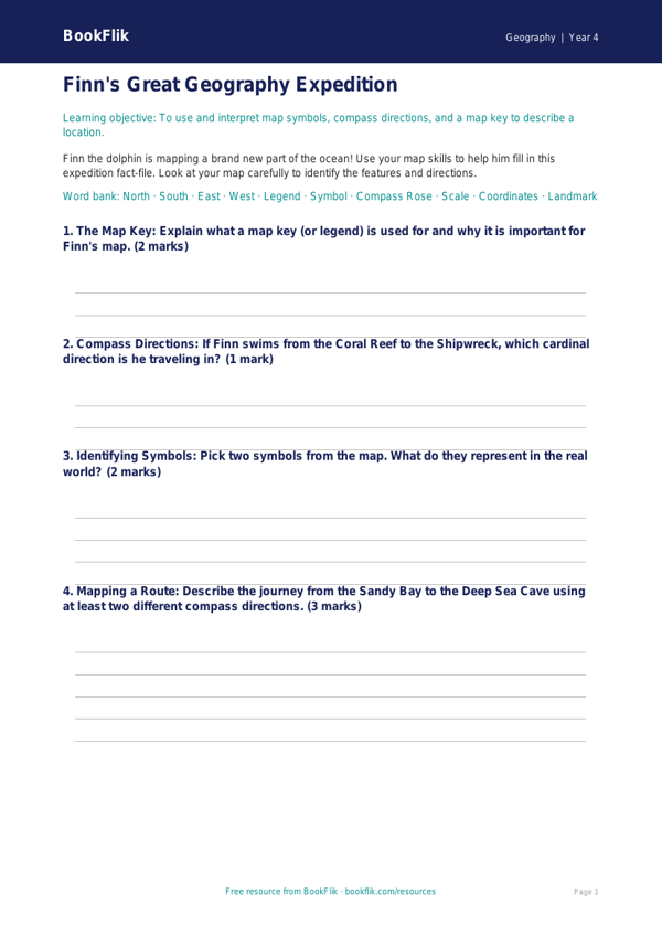 Geography map skills template grade 3 core worksheet preview — Geography Map Skills