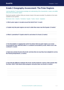 Free Polar Regions Assessment | Grade 3 | Geography | BookFlik