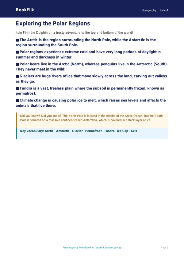 Free Polar Regions Poster | Grade 3 | Geography | BookFlik worksheet preview — Geography Polar Regions