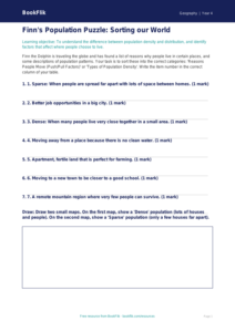 Free Population Activity Sheet | Grade 3 | Geography | BookFlik