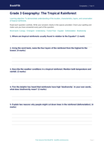 Free Rainforests Assessment | Grade 3 | Geography | BookFlik