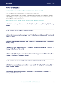 Free Rivers Quiz | Grade 3 | Geography | BookFlik