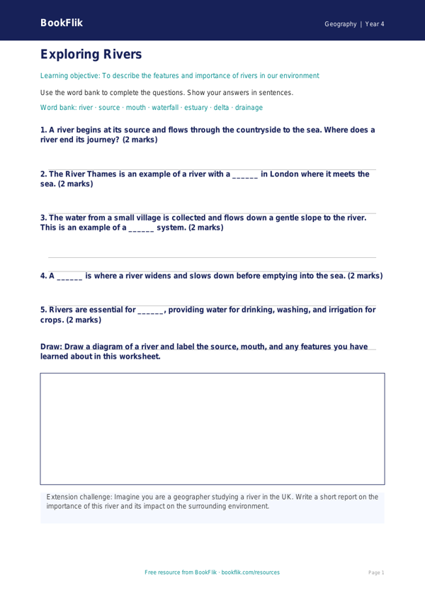 Geography rivers worksheet grade 3 core worksheet preview — Geography Rivers