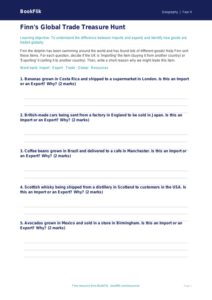 Free Trade Activity Sheet | Grade 3 | Geography | BookFlik