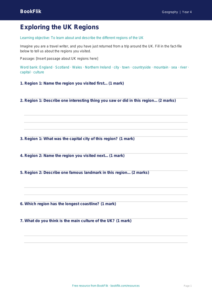 UK Regions Geography Worksheet | Grade 3 | BookFlik
