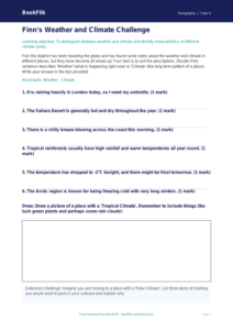 Free Weather And Climate Activity Sheet | Grade 3 | Geography | BookFlik