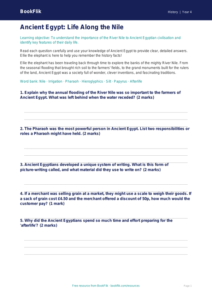 Free Ancient Egypt Worksheet | Grade 3 | History | BookFlik