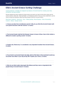 Free Ancient Greece Activity Sheet | Grade 3 | History | BookFlik