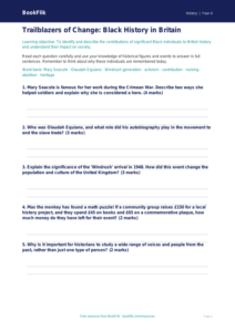 Free Black History Worksheet | Grade 3 | History | BookFlik