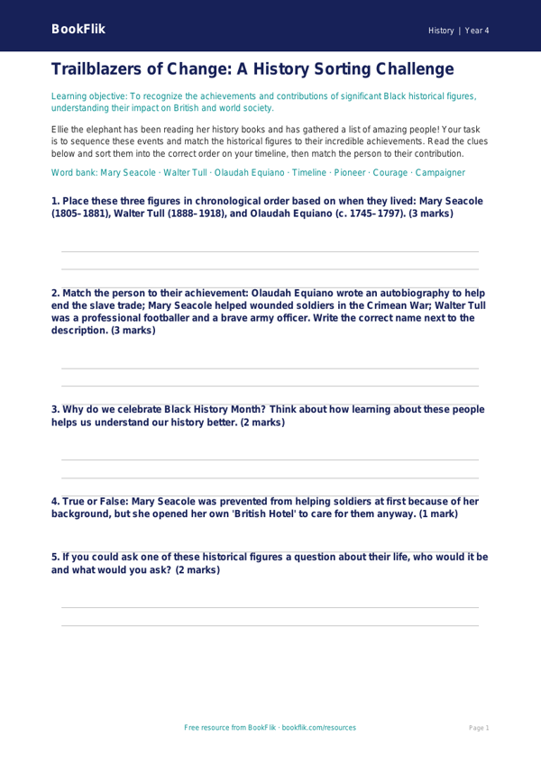 History black history month activity sheet grade 3 core worksheet preview — History Black History Month