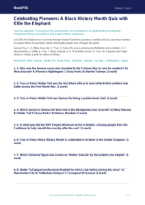 Free Black History Month Quiz | Grade 3 | History | BookFlik