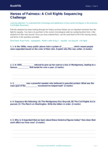 Free Civil Rights Activity Sheet | Grade 3 | History | BookFlik