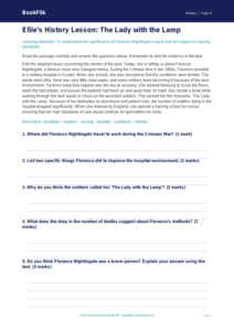 Free Florence Nightingale Comprehension | Grade 3 | History | BookFlik