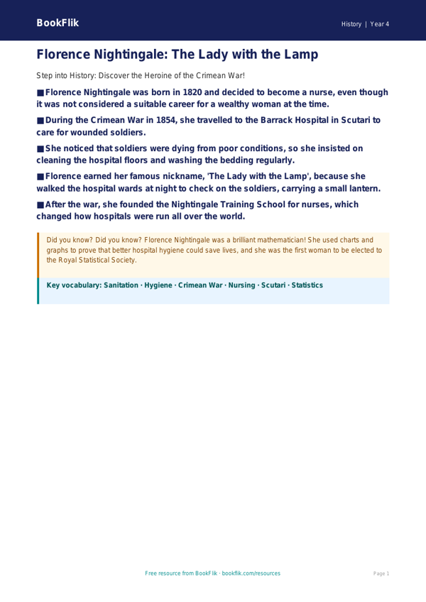 History florence nightingale poster grade 3 core worksheet preview — History Florence Nightingale