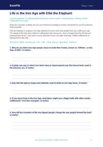 History iron age worksheet grade 3 core