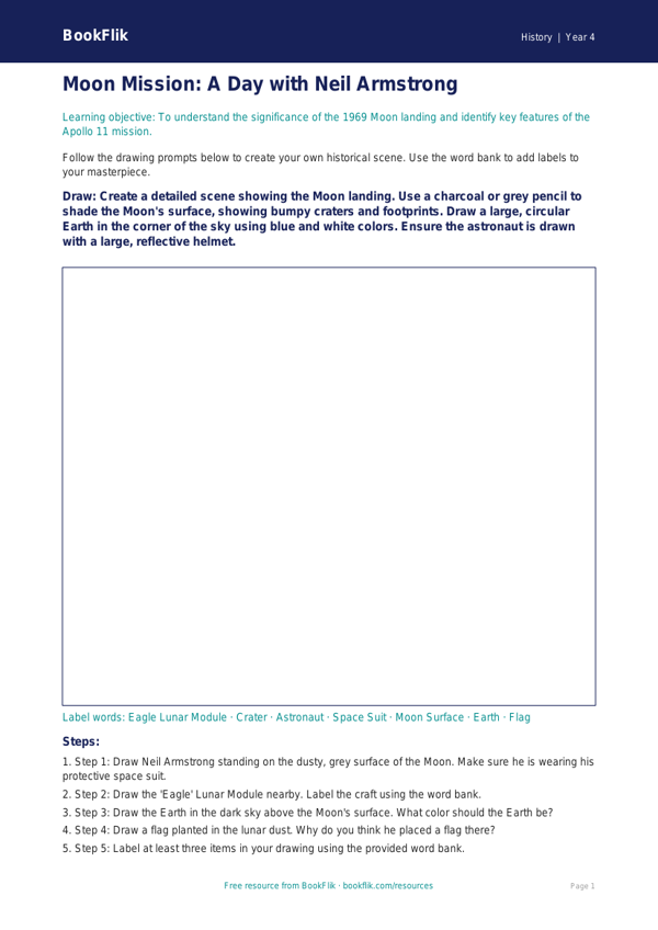 History neil armstrong drawing sheet grade 3 core worksheet preview — History Neil Armstrong