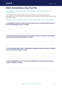 History remembrance day template grade 3 core