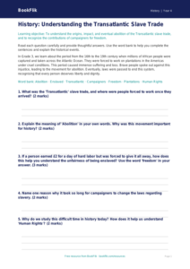 Free Slavery Worksheet | Grade 3 | History | BookFlik