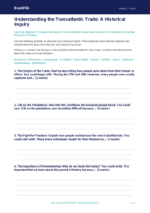 History slavery writing frame grade 3 core