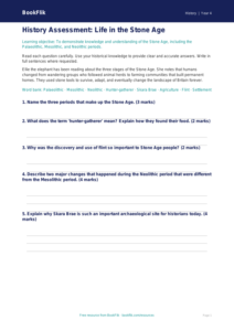 Free Stone Age Assessment | Grade 3 | History | BookFlik